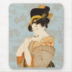 Vintage japanische Geisha-Unterhalterin in Kimono Mousepad