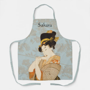 Vintage japanische Geisha-Unterhalterin in Kimono Schürze