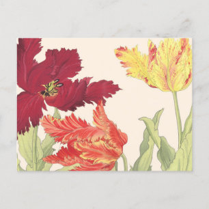 Vintage japanische Holzbausteine Art Ruffled Tulip Postkarte