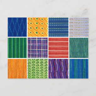 Vintage japanische Holzschnittextilien Postkarte