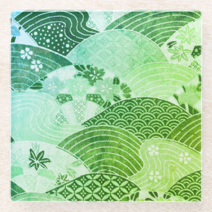 Vintage japanische Hügel und Flüsse Glasuntersetzer