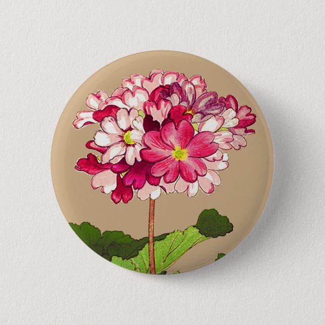 Vintage japanische Hydrangea. Rosa und Grün Button (Vorderseite)