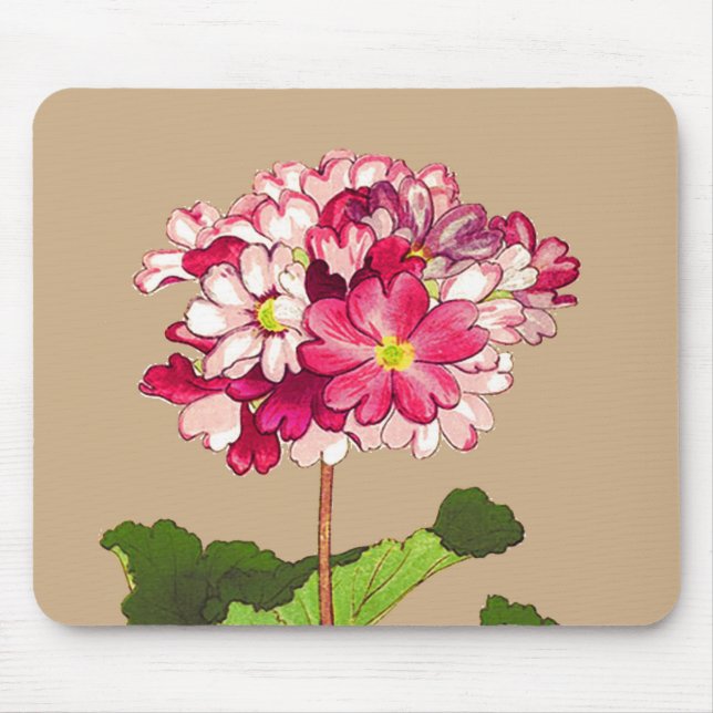 Vintage japanische Hydrangea. Rosa und Grün Mousepad (Vorne)
