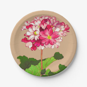 Vintage japanische Hydrangea. Rosa und Grün Pappteller