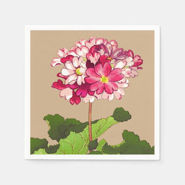 Vintage japanische Hydrangea. Rosa und Grün Serviette (Vorderseite)