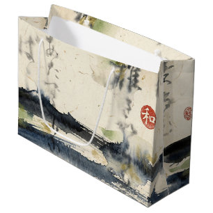 Vintage-Japanische Kalligrafiekunst (11) Große Geschenktüte