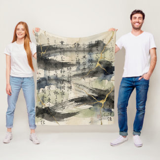 Vintage-Japanische Kalligrafiekunst (1) Fleecedecke