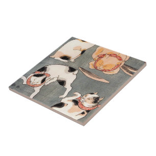 Vintage japanische Katzenkunst Fliese