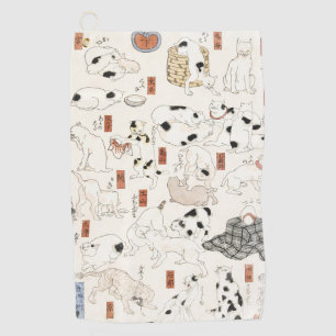 Vintage japanische Katzenkunst Ukiyoe-Holzschnitt Golfhandtuch