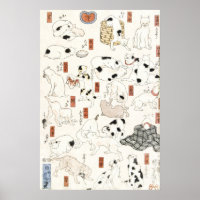 Vintage japanische Katzenkunst Ukiyoe-Holzschnitt