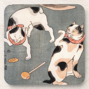 Vintage japanische Katzenkunst Untersetzer