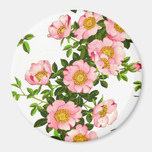 Vintage japanische Kirschblüten, Rosa und Gold Magnet