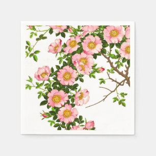 Vintage japanische Kirschblüten, Rosa und Gold Serviette