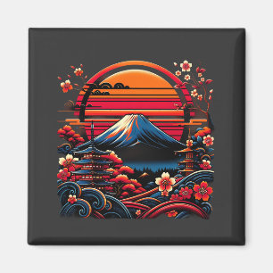 Vintage japanische Kirschblüten-Sakura-Mount Fuji Magnet