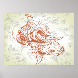 vintage japanische Koi-Fisch-Kunst 2 Poster