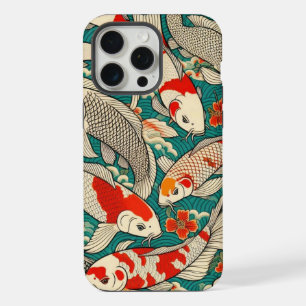 Vintage-Japanische-Koi-Fisch-Muster-Malerei iPhone 15 Pro Max Hülle