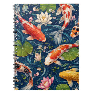 Vintage-Japanische-Koi-Fisch-Muster-Malerei Notizblock