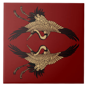 Vintage japanische Krane Keramik Tile Fliese