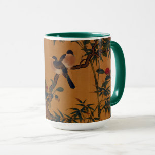 Vintage japanische Kunst: Bambus, Vögel und Kameli Tasse