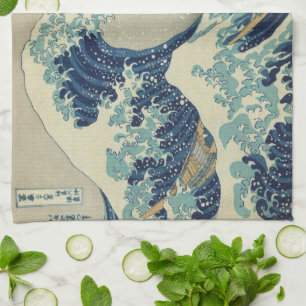 Vintage japanische Kunst, Die große Welle von Hoku Geschirrtuch