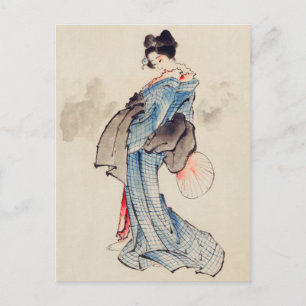 Vintage japanische Kunst Frau in einem Kimono Postkarte