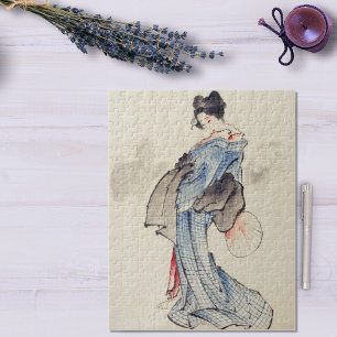 Vintage japanische Kunst Geisha In einem Kimono mi Puzzle
