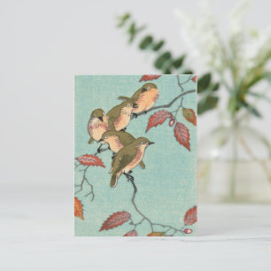 Vintage japanische Kunst: Green Birds Postcard Postkarte