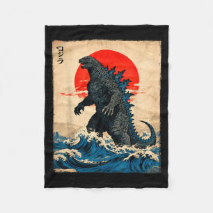 Vintage japanische Kunst Kaiju Monster Fleecedecke