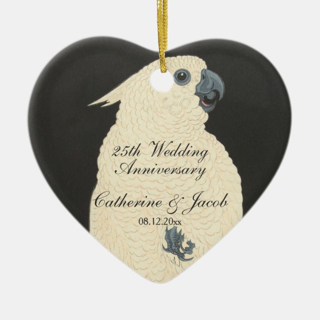 Vintage japanische Kunst | Kakadu Keramik Ornament (Vorne)