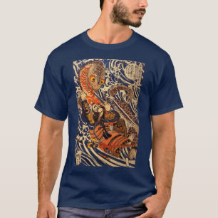 Vintage japanische Kunst kämpft gegen einen Riesen T-Shirt