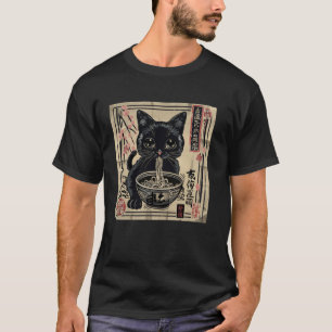 Vintage Japanische Kunst Katzenliebhaber Süße Rame T-Shirt