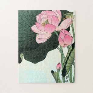 Vintage japanische Kunst Lotusblume Puzzle