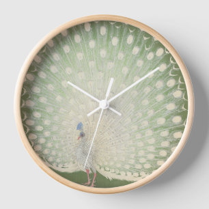 Vintage japanische Kunst   Pfau Uhr