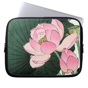 Vintage japanische Kunst - Rosa Lotus Blume Laptopschutzhülle
