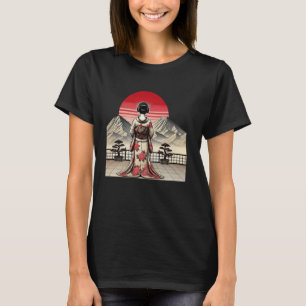 Vintage Japanische Kunst Sonnenuntergang Berg Flor T-Shirt