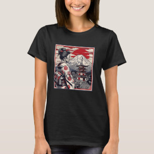 Vintage japanische Kunst Sonnenuntergang Mount Fuj T-Shirt