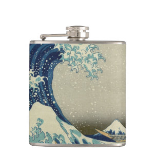 Vintage japanische Kunst, The Great Wave von Hokus Flachmann