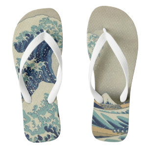 Vintage japanische Kunst, The Great Wave von Hokus Flip Flops