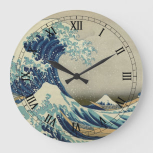Vintage japanische Kunst, The Great Wave von Hokus Große Wanduhr
