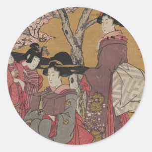 Vintage japanische Kunstticker Runder Aufkleber