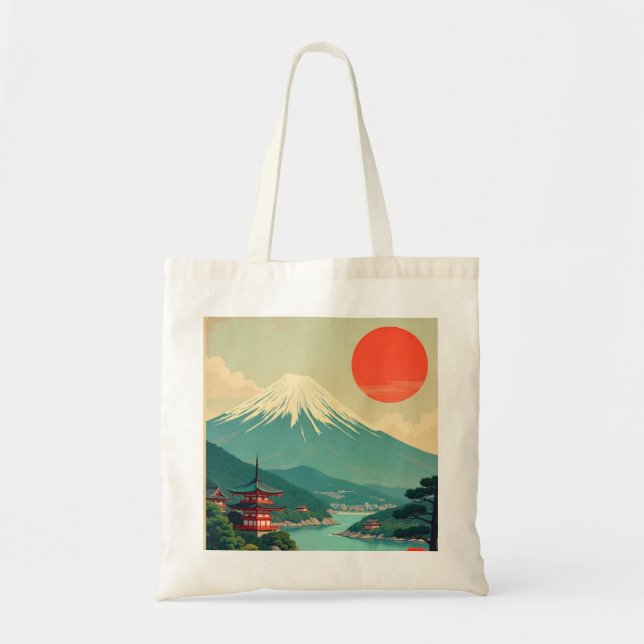 Vintage japanische Landschaft Tragetasche (Vorne)