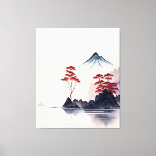Vintage japanische Landschaftskunst Leinwanddruck