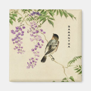 Vintage japanische Lilac Sparrow Magnet