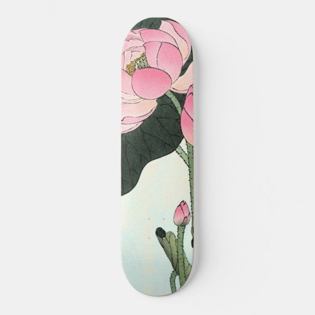 Vintage japanische Lotos-Blume der feinen Kunst-| Skateboard (Vorderseite)