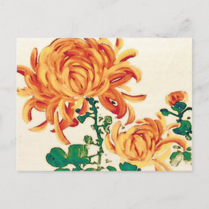 Vintage japanische Malerei Chrysanthemas Postkarte
