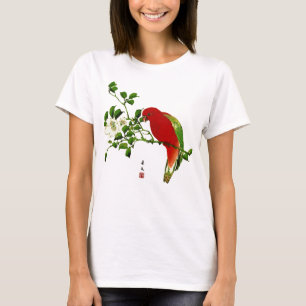 Vintage japanische Malerei eines Papageis, Rot & G T-Shirt