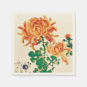 Vintage japanische Malerei von Chrysanthemen Serviette