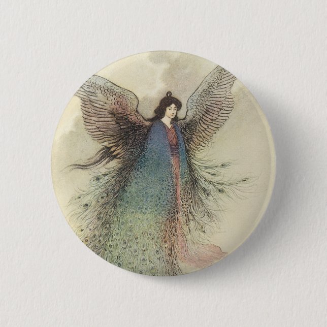 Vintage japanische Märchen, der Mond Maiden Button (Vorderseite)