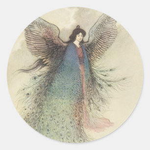 Vintage japanische Märchen, der Mond Maiden Runder Aufkleber