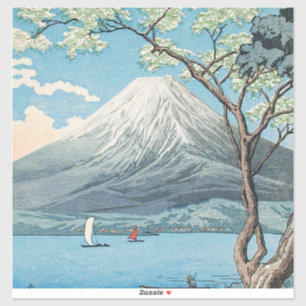 Vintage japanische Mount Fuji und Lake Yamanaka Ku Aufkleber